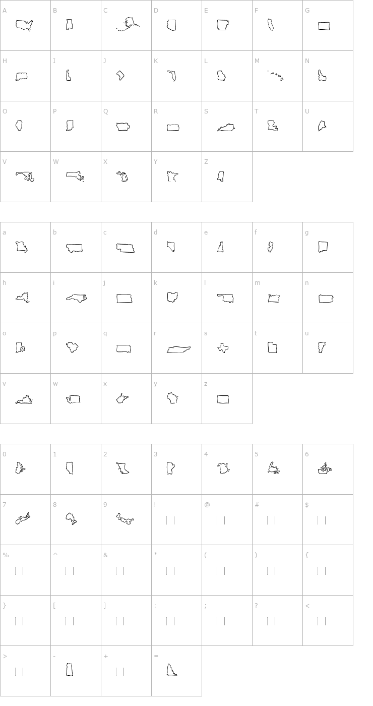 Character Map MiniPics-BorderlineLoose Font