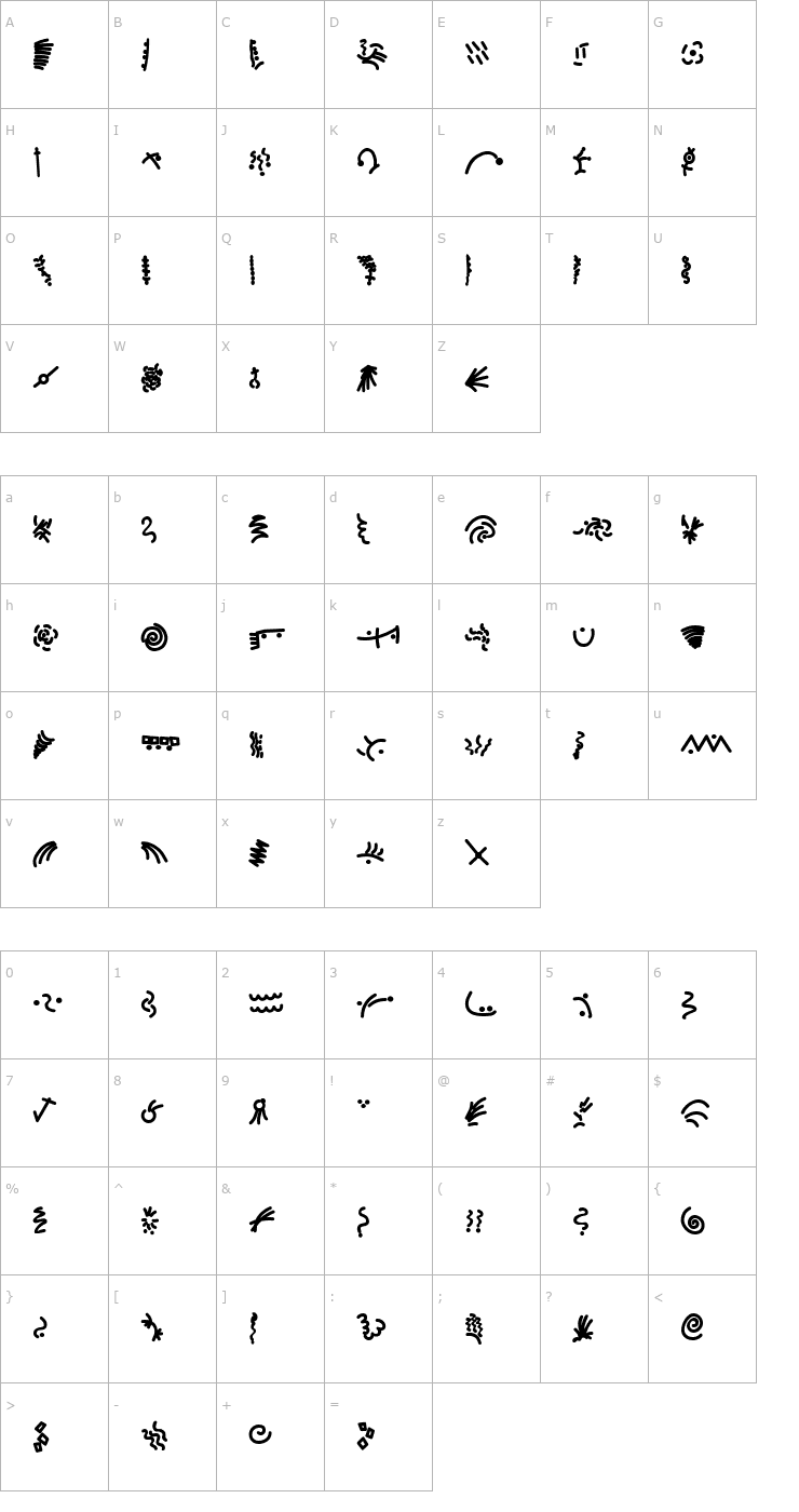 Character Map MiniPics-ConfettiHeavy Font