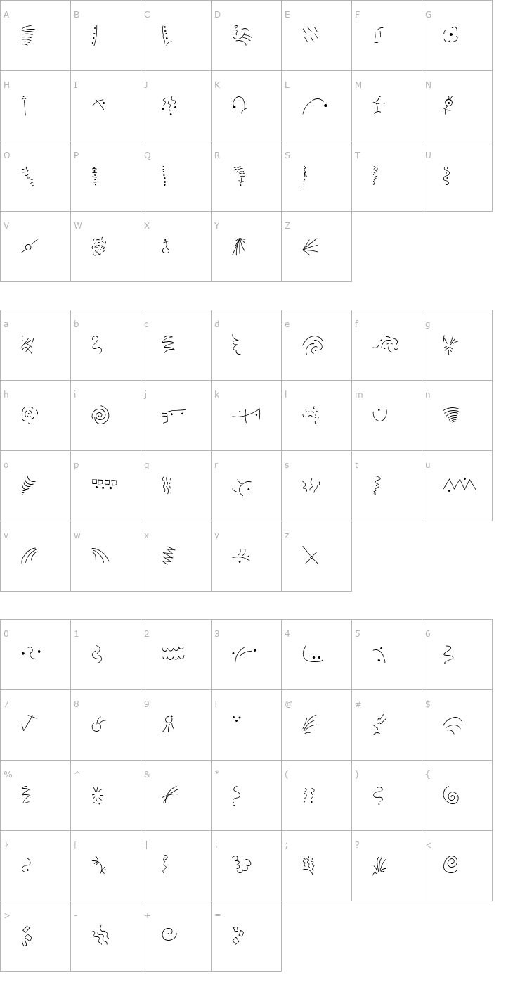 Character Map MiniPics-ConfettiLight Font