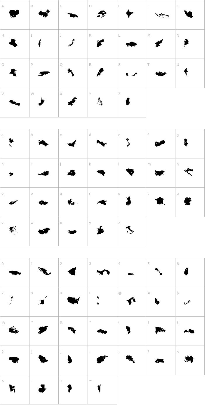Character Map MiniPics-GlobalNCapital Font