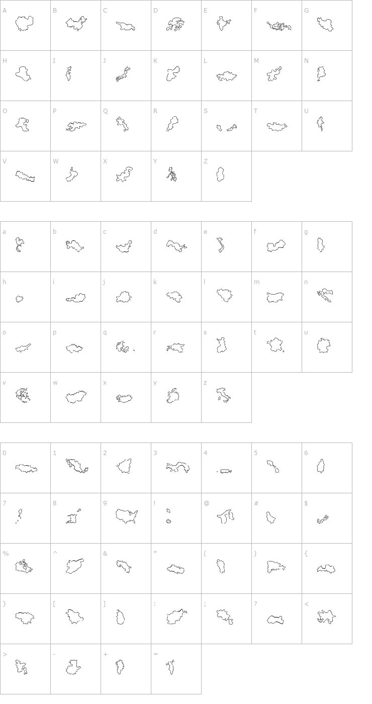 Character Map MiniPics-GlobalNLoose Font