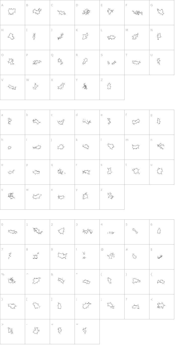 Character Map MiniPics-GlobalNSpurt Font