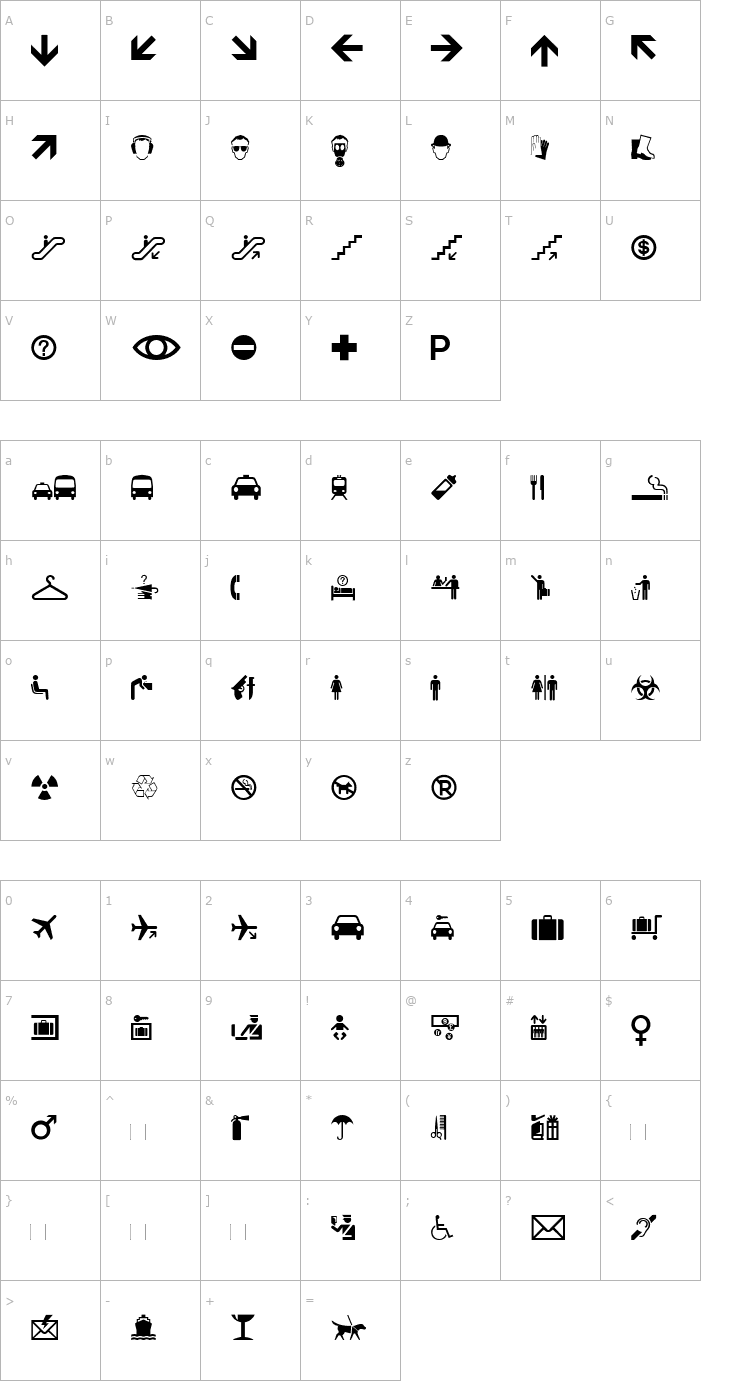 Character Map MiniPics-International Font