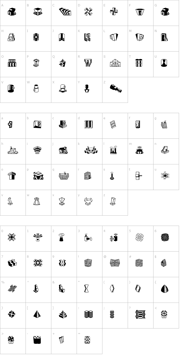 Character Map MiniPics-LilFeatures Font