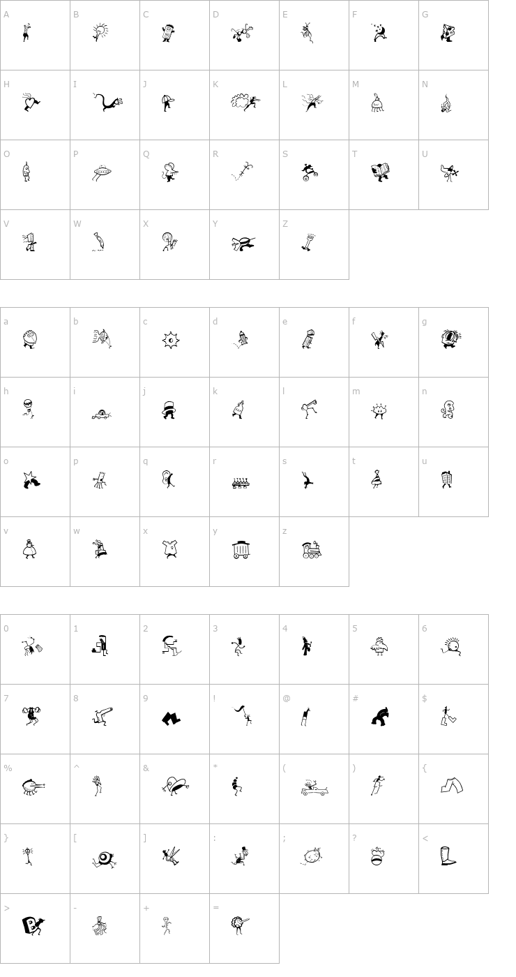Character Map MiniPics-MardiGrasHip Font
