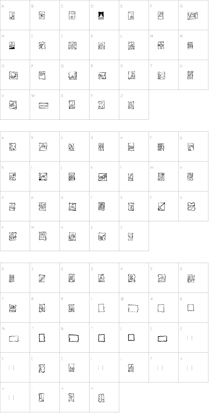 Character Map MiniPics-WhiteBread Font