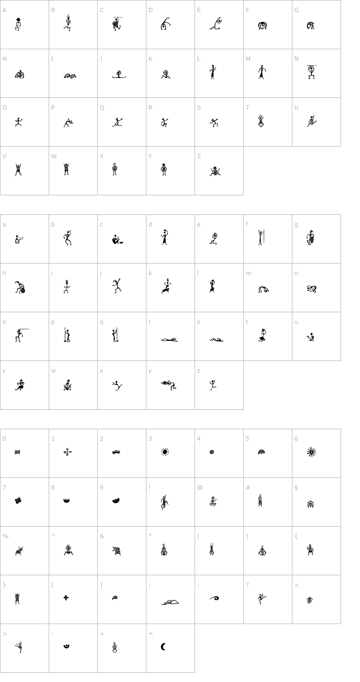 Character Map MiniPics-Zafrica Font