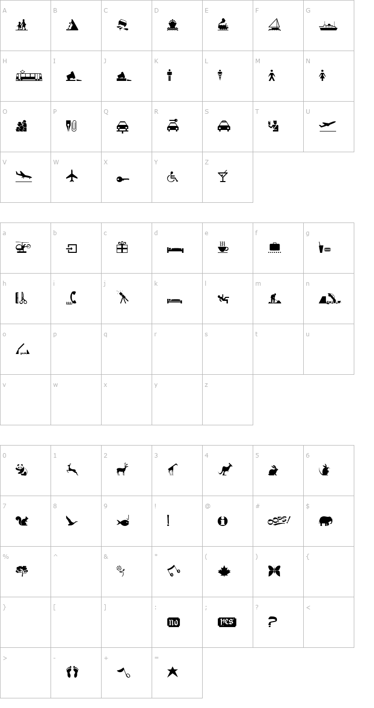 Character Map MiniPics1 Font