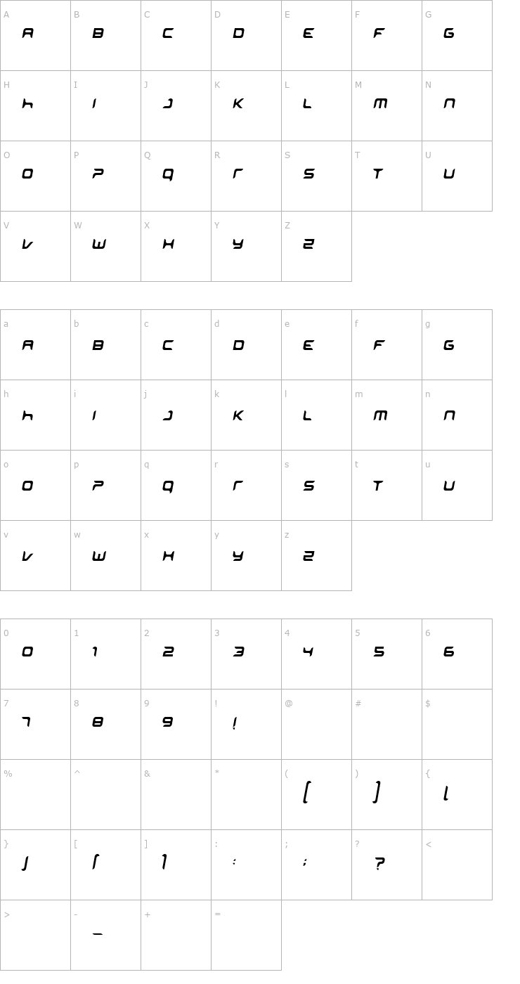 Character Map miniskip Font