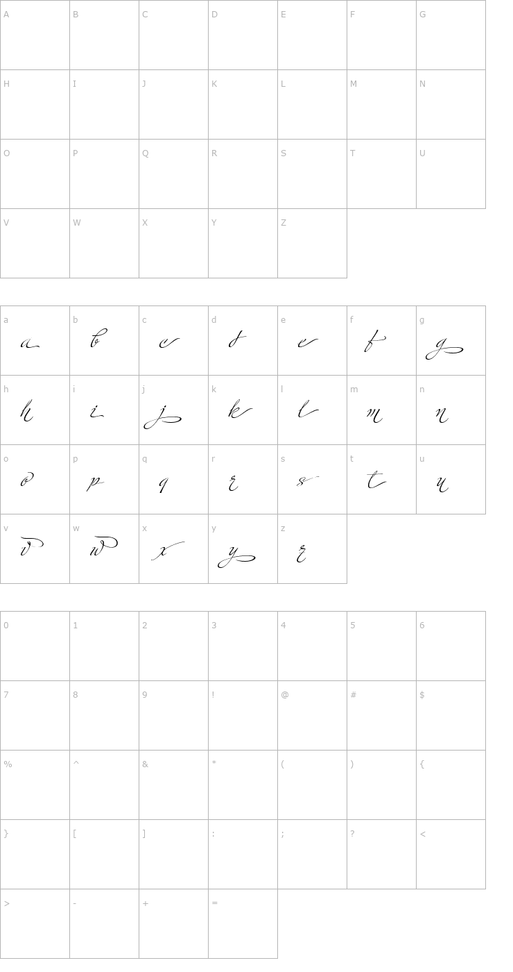 Character Map Ministry Script Contextual HFF Font