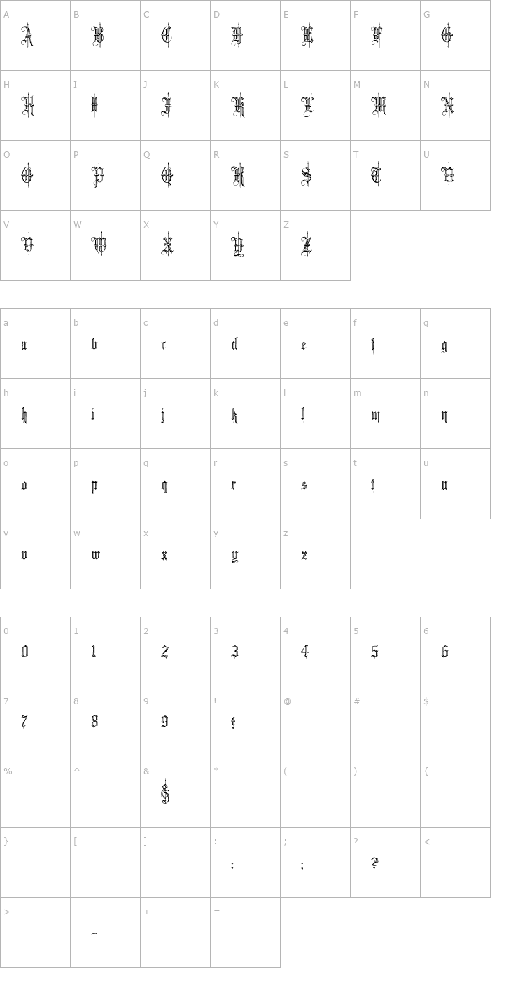 Character Map Minster6 Font