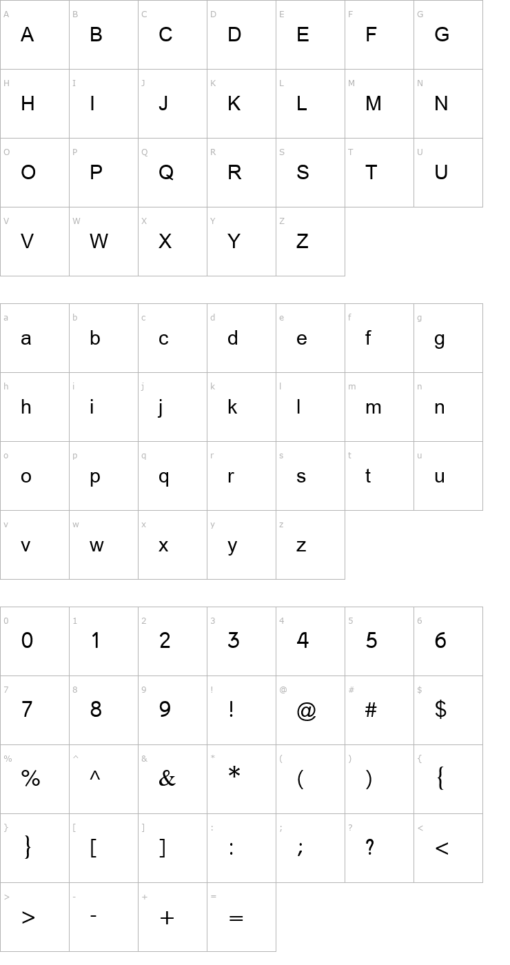 Character Map Miriam Transparent Font