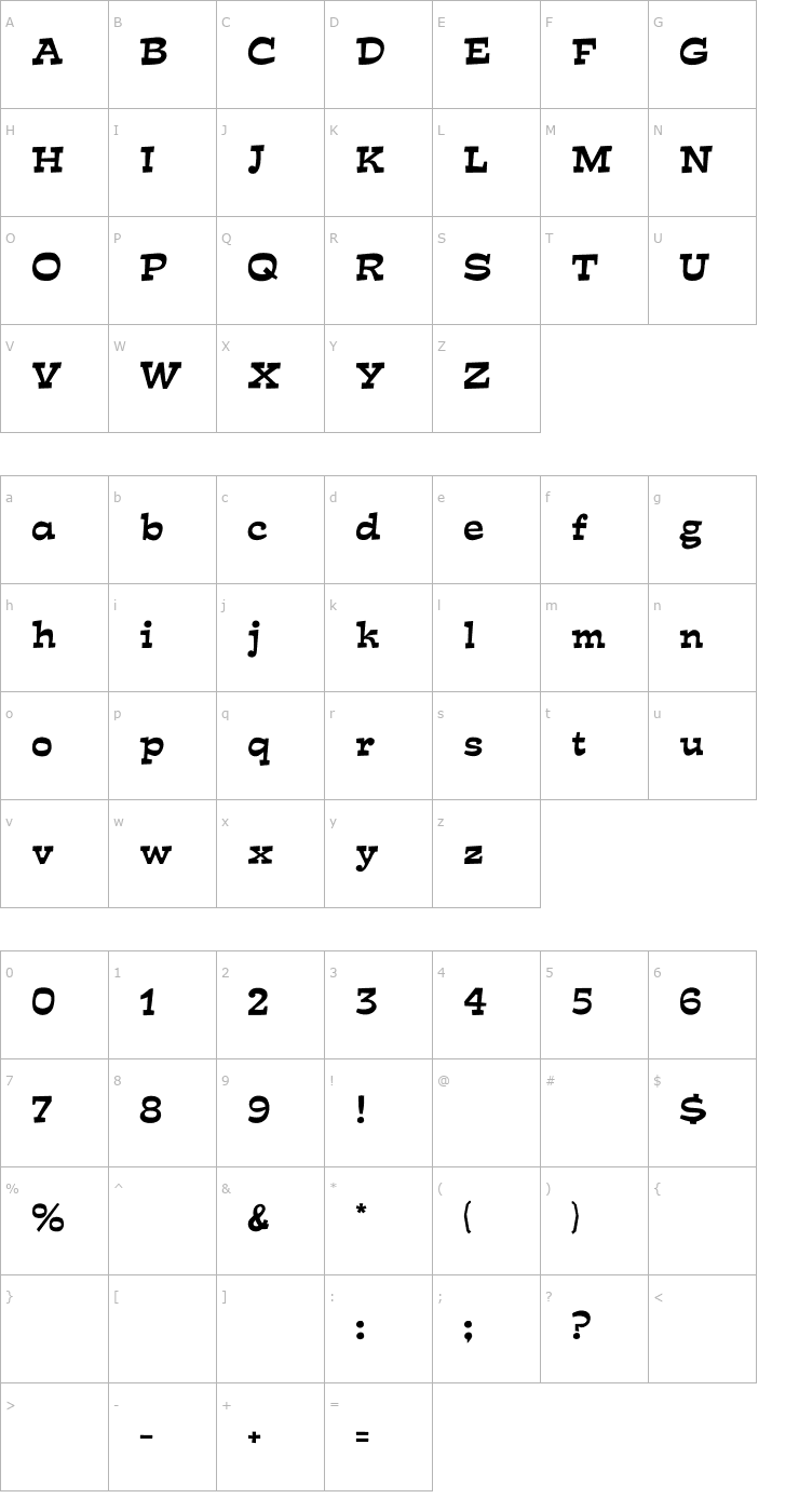Character Map Mirisch Font