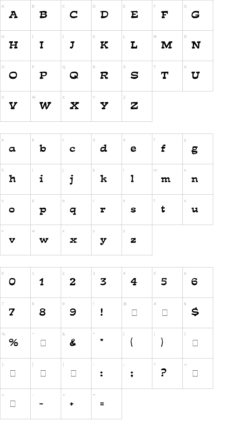 Character Map Mirisch Normal Font