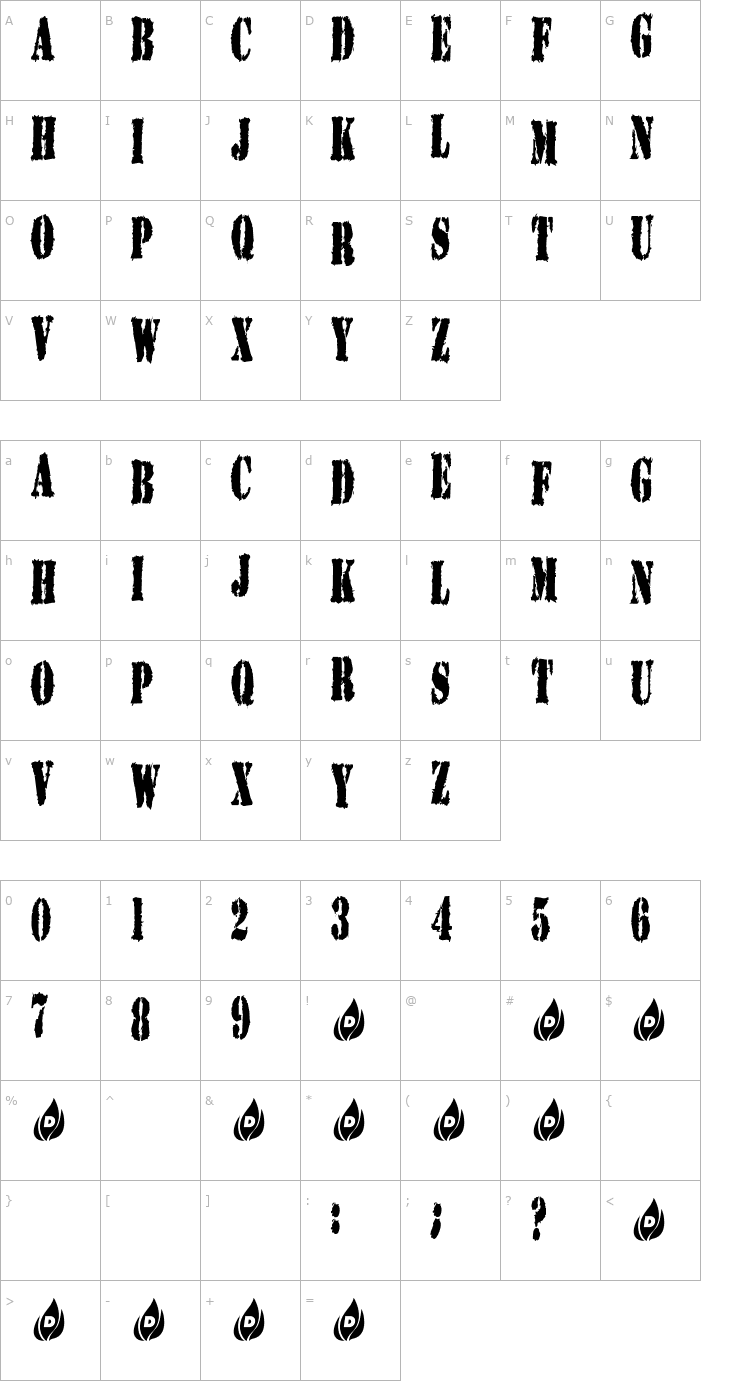 Character Map Mirror Font