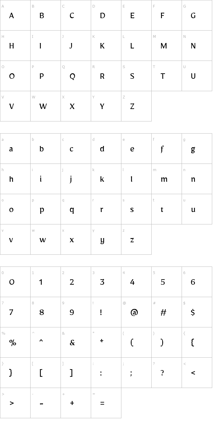 Character Map Mirza Font