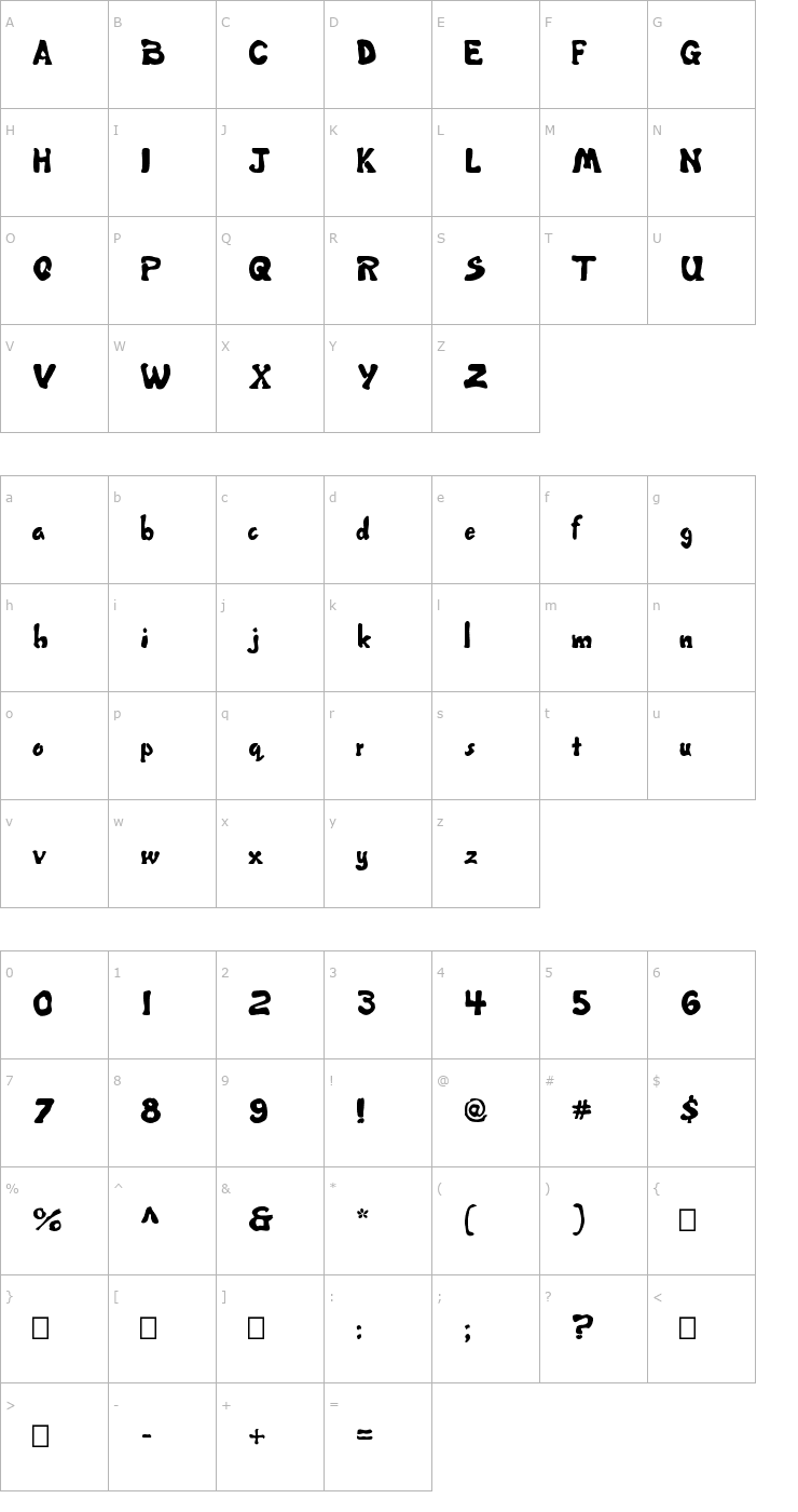 Character Map Misbehavin' Font