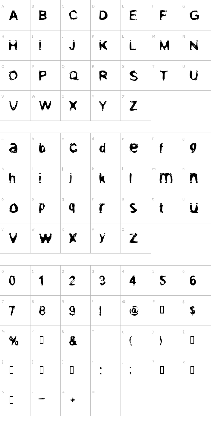 Character Map Mischstab Oblivion Font