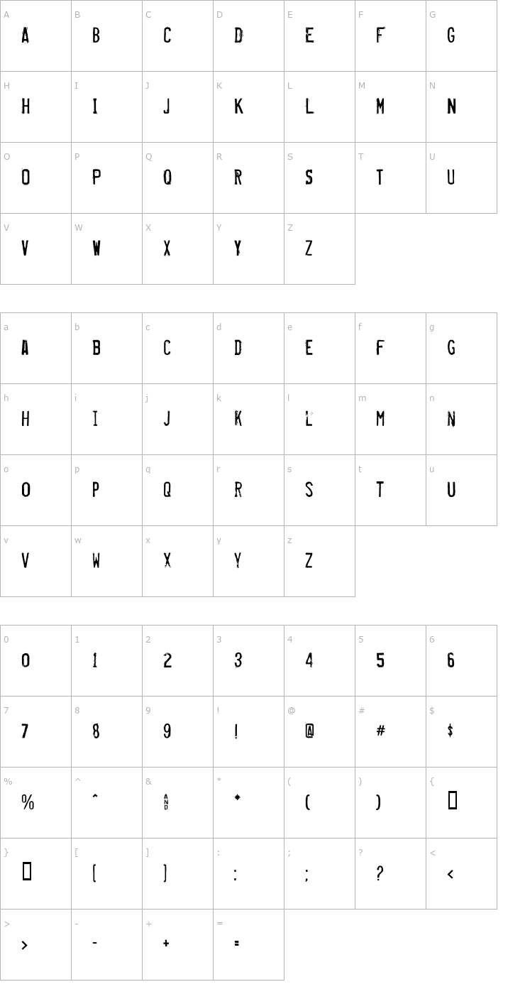 Character Map Misproject Font