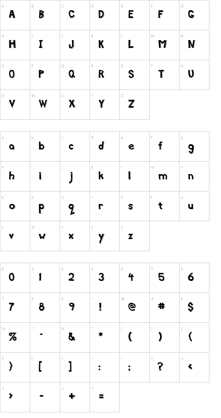 Character Map MittenLeft Left Font