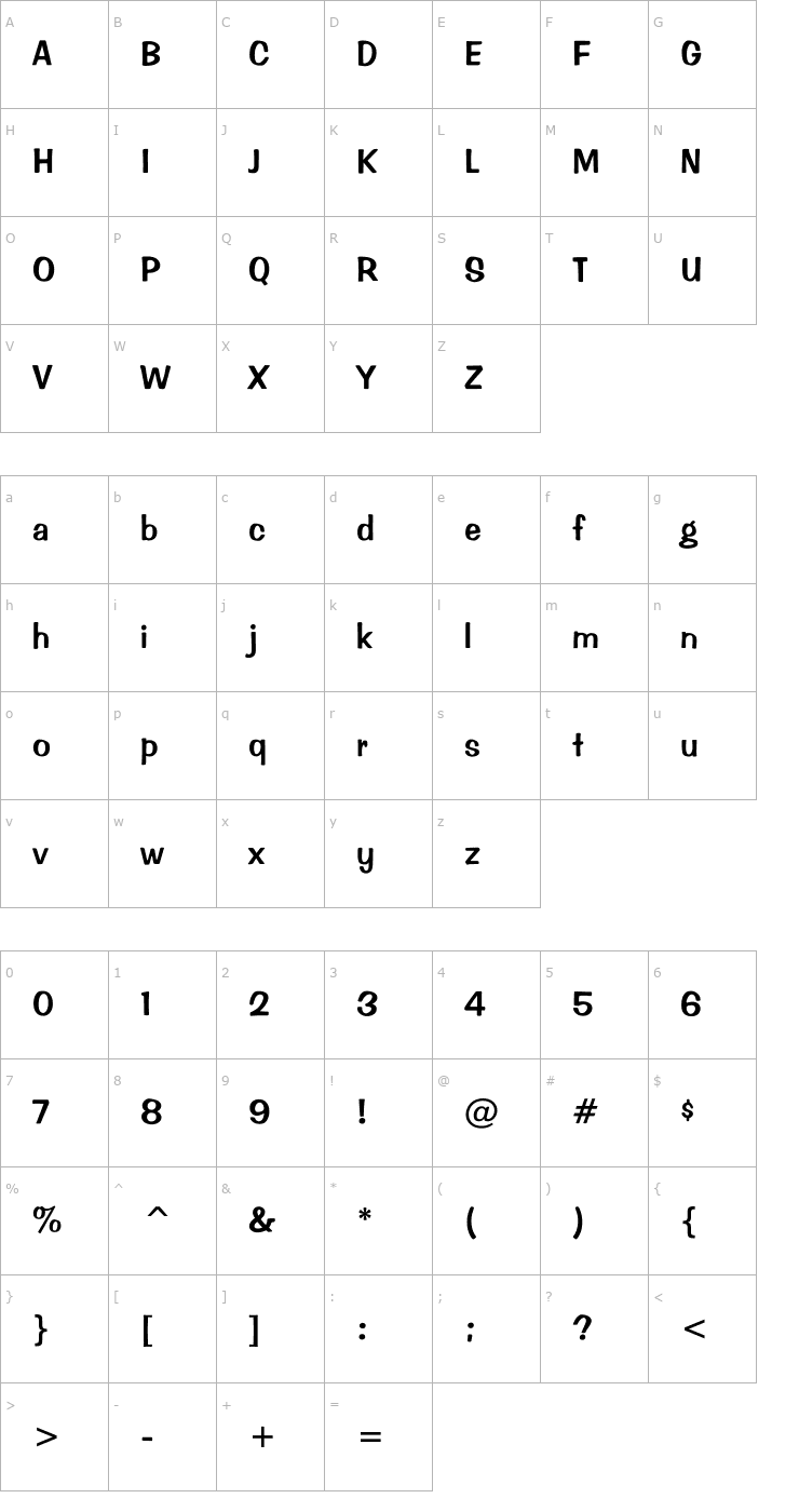 Character Map Miu Font