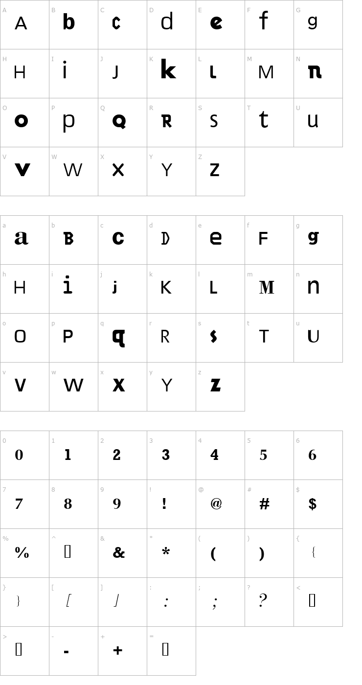 Character Map MixAndMatch Font