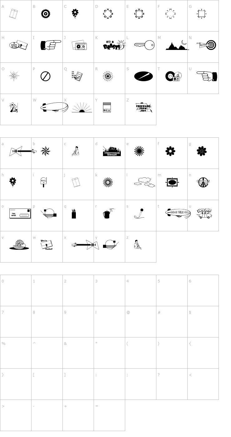 Character Map Mixed Bag O' Dings JL Font