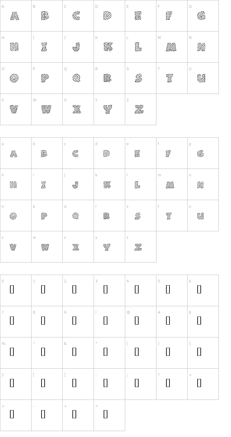 Character Map Mixed Grill Font