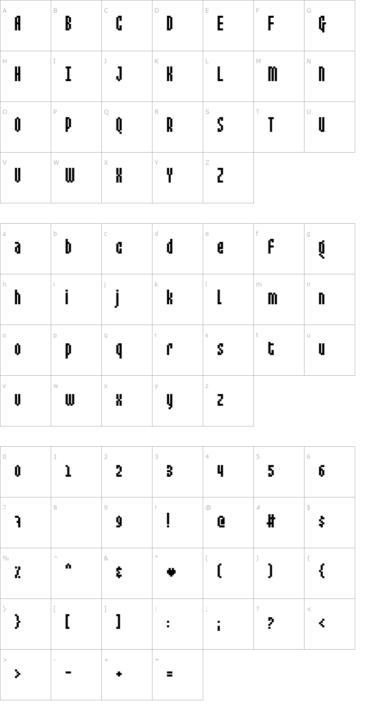 Character Map Mixelate III Font