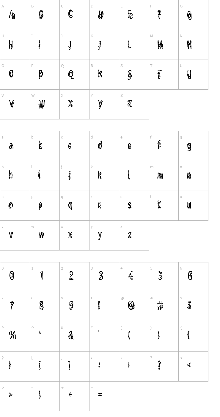 Character Map MixUpCondensed Font