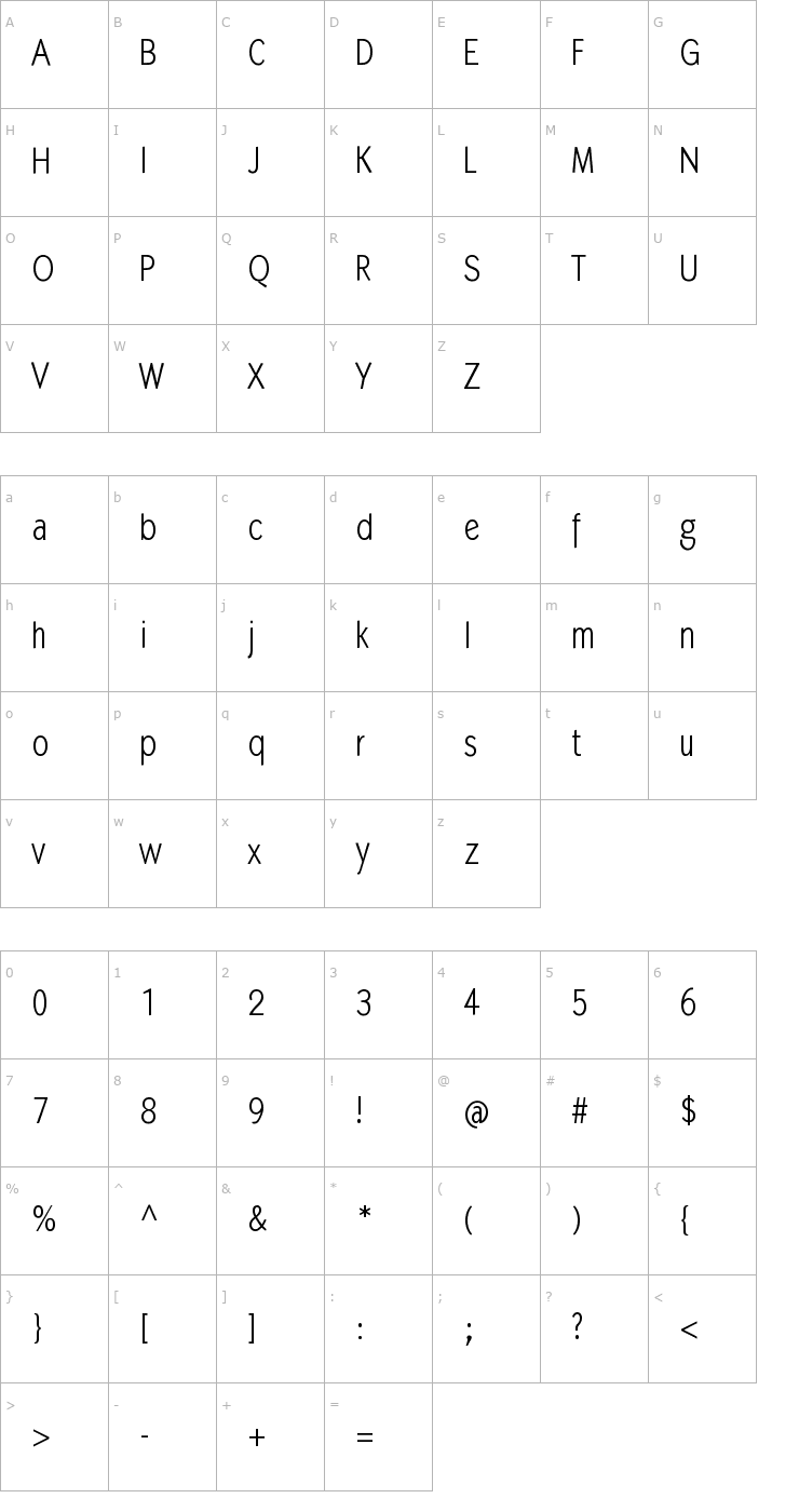 Character Map MK Abel Font