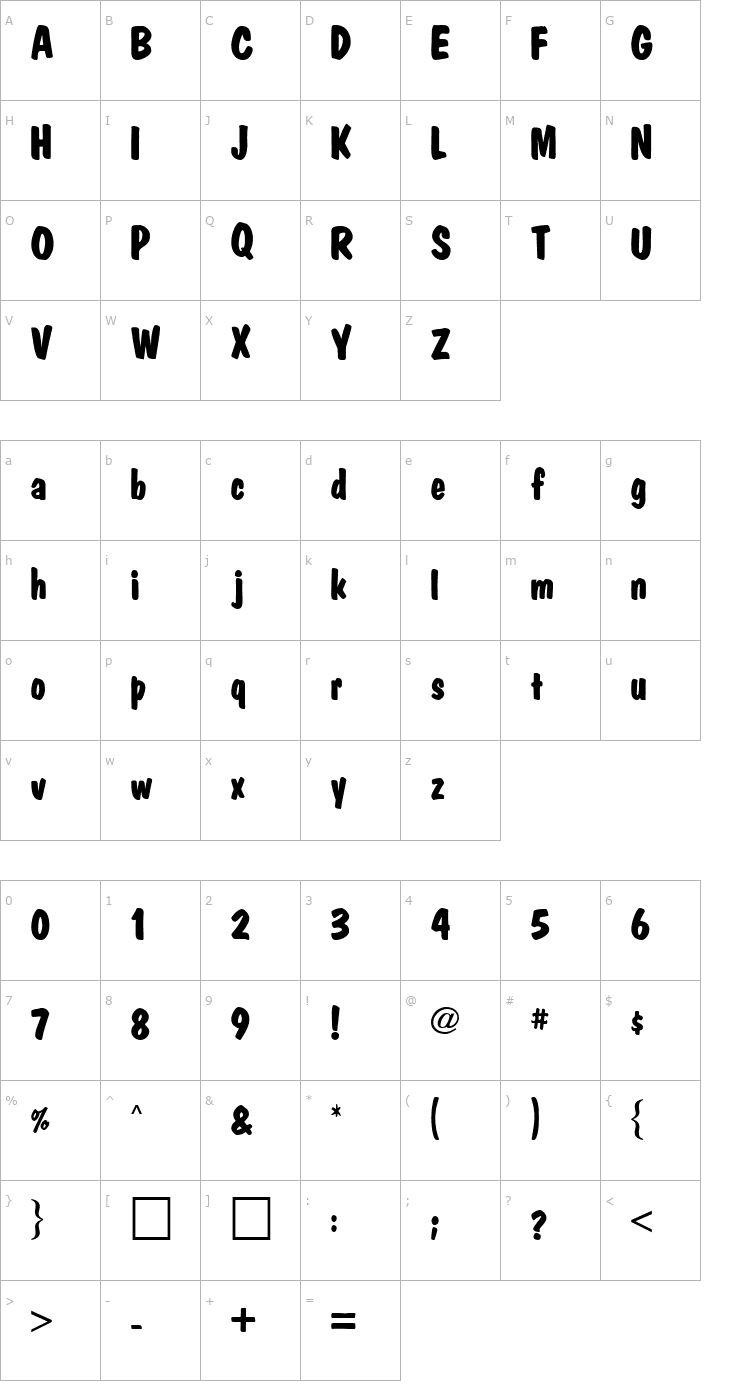 Character Map MktBold Plain Font