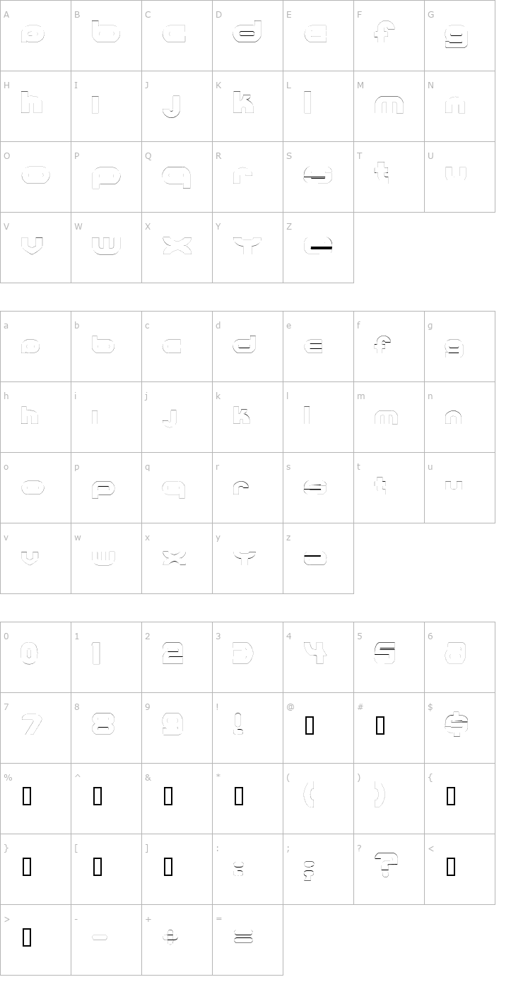 Character Map MKUltraOutline Font