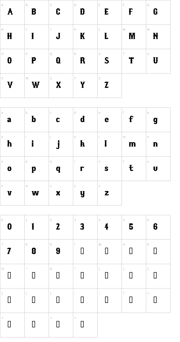 Character Map MLB Tuscan Font