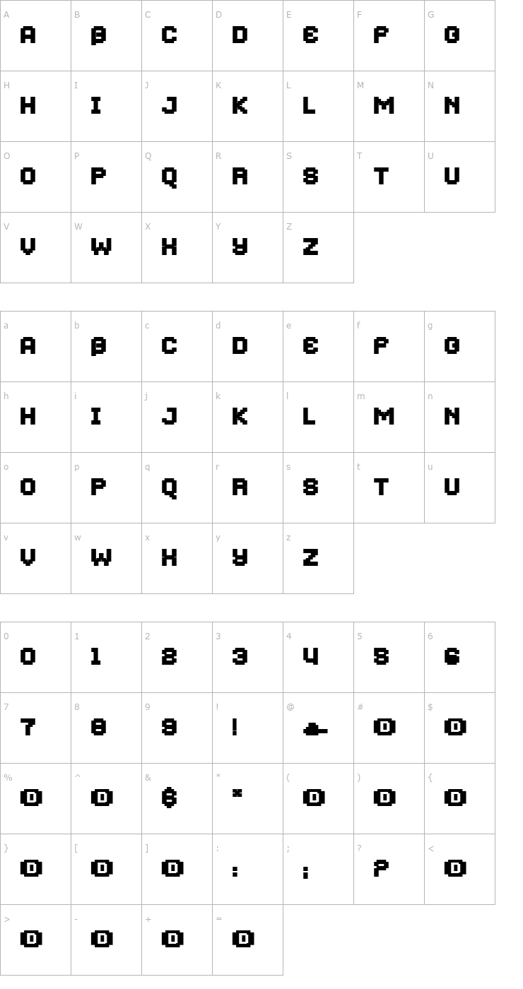 Character Map Mobile Font