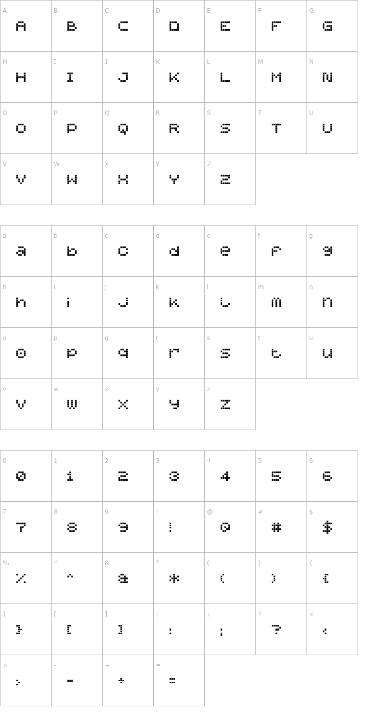Character Map Mobile Man Font