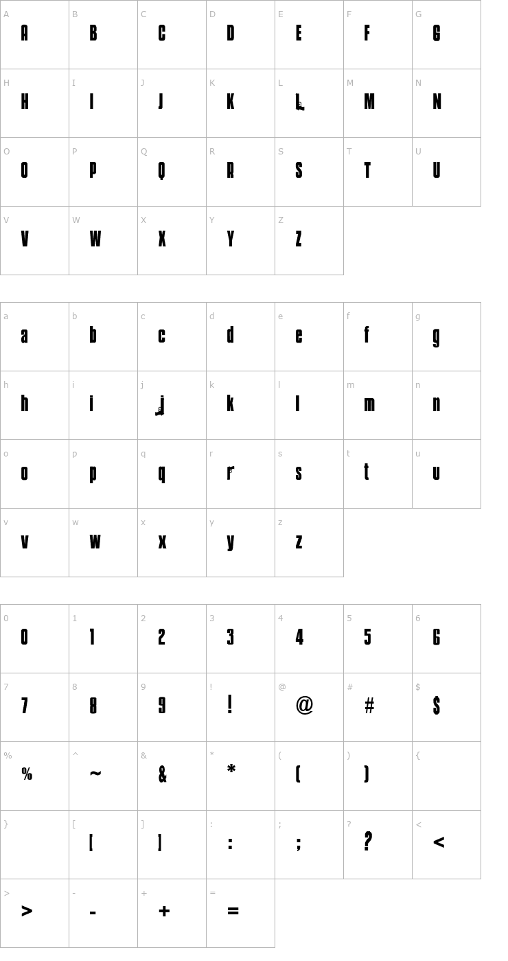 Character Map Mobsters Font