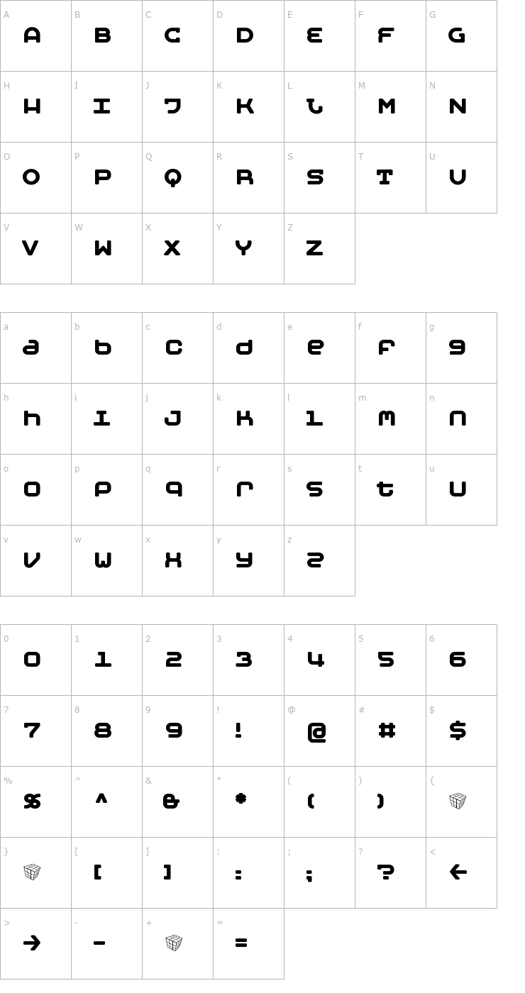 Character Map Moby Bold Font