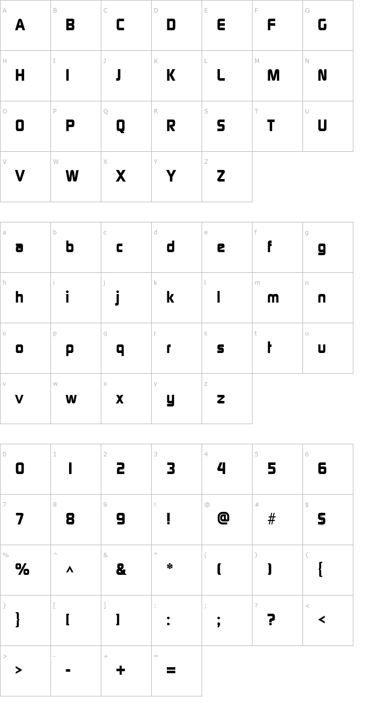 Character Map ModaerneHeavy Regular Font