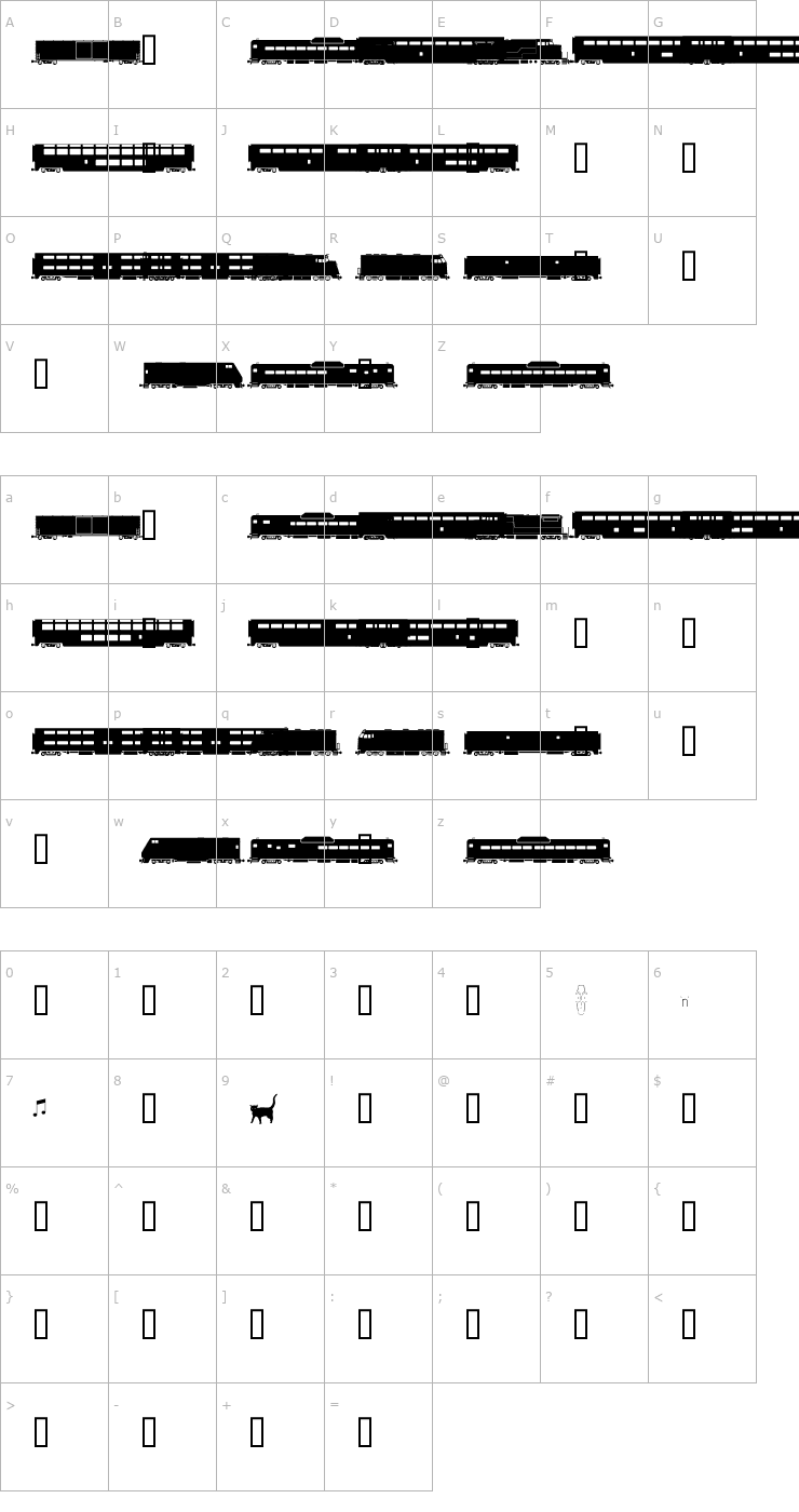Character Map ModPassenger Font