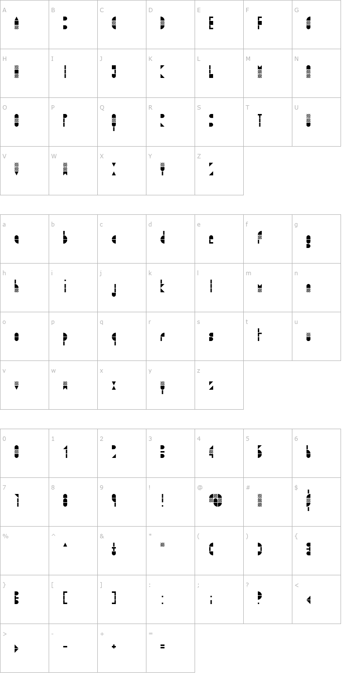 Character Map Modulo 3 Font