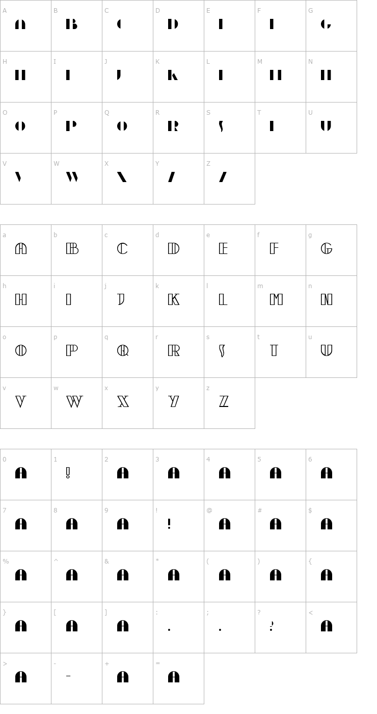 Character Map Moebius Font