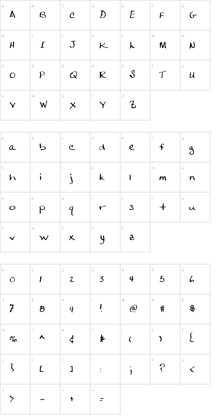 Character Map Mogenza Regular Font