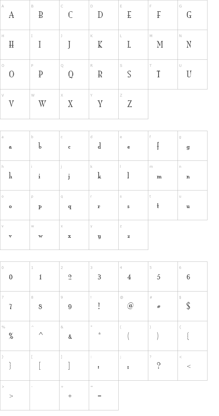 Character Map Mona Lisa ICG Recut Font