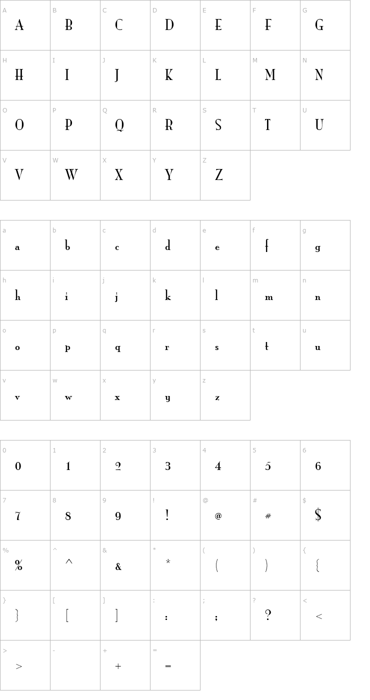 Character Map Mona Lisa ICG Solid Font
