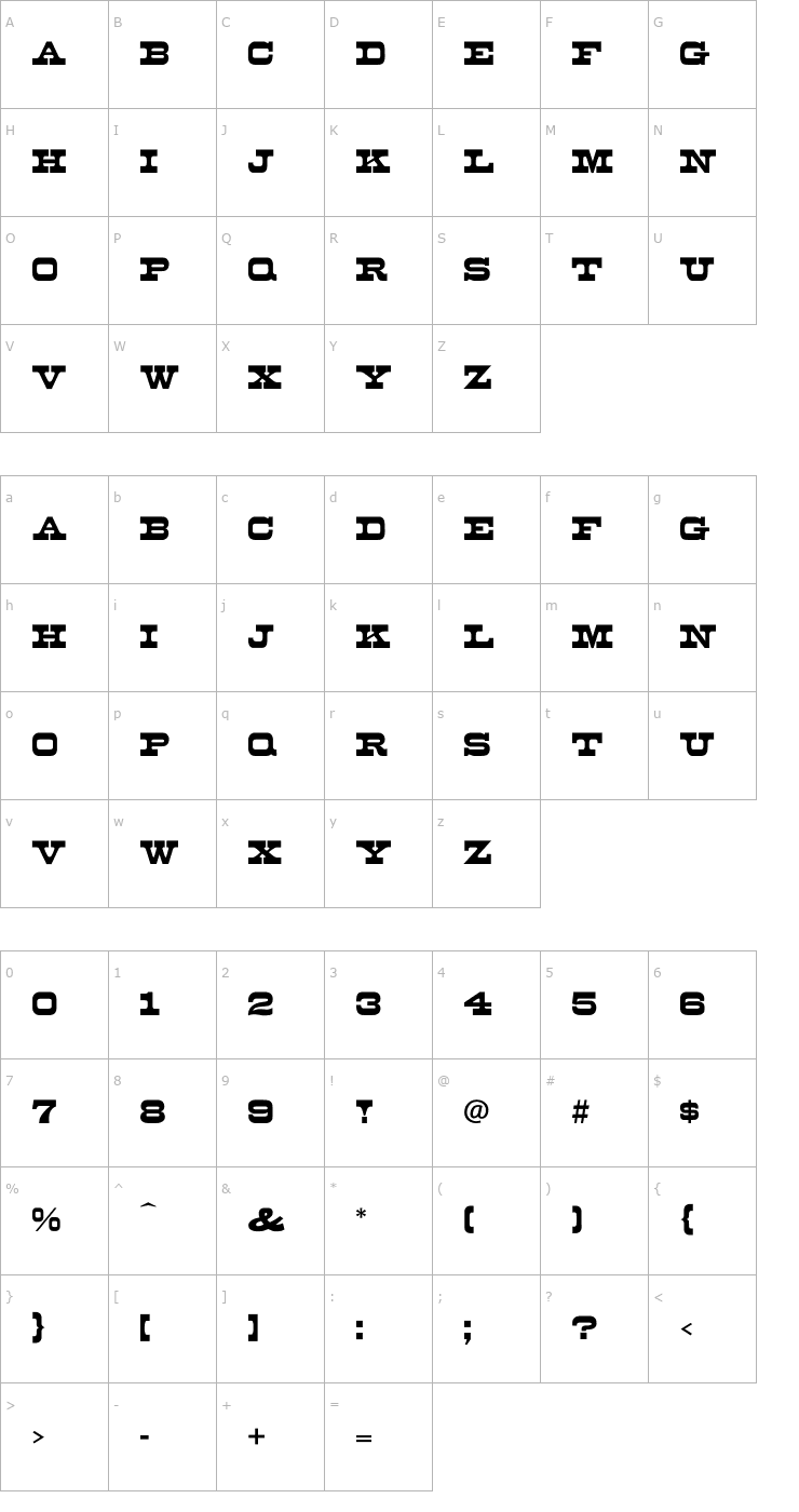 Character Map Mona-Regular Font