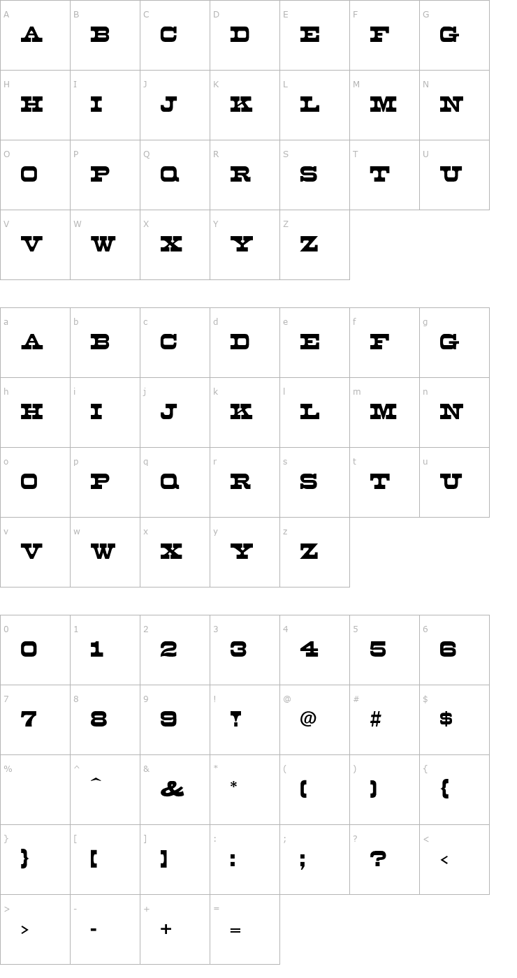 Character Map Mona-Regular OTF Font