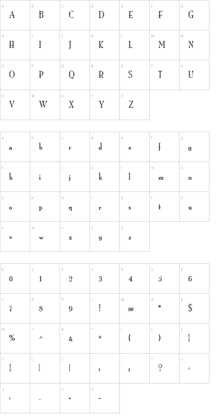 Character Map MonarchEngraved Regular Font
