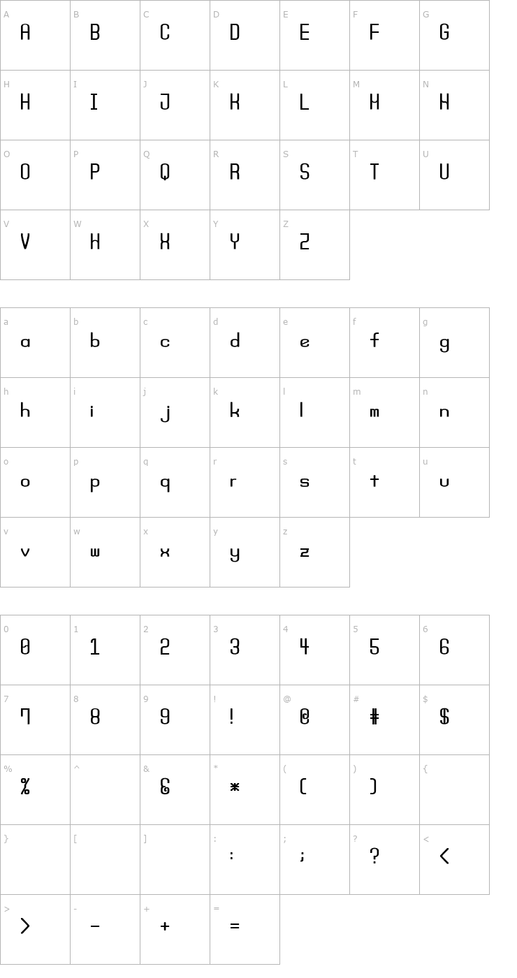 Character Map Monday Bold (sRB) Font
