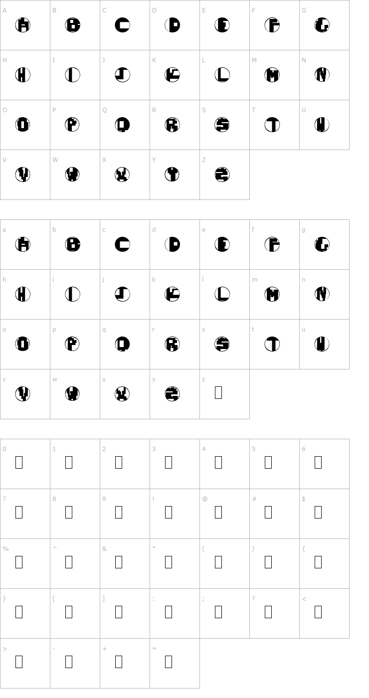 Character Map Mondo Techno Font